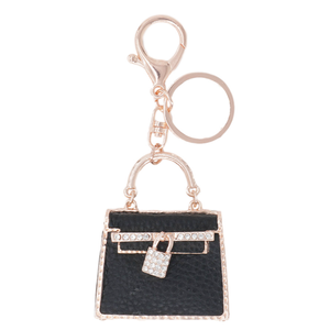 TG-2662 Fashion Mini Handbag Keychain Charm Crystal <b>Leather</b> Bag <b>Key</b> <b>Chain</b> Bag Pendant Keychain for Purse Car Decor - Product Image 2