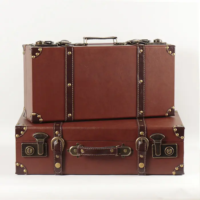 Bagages décoratifs Vintage en cuir PU, valise classique rétro Vintage