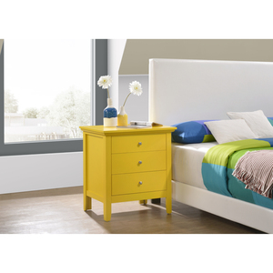 โต๊ะข้างเตียงสีเหลือง 3 ลิ้นชักสำหรับเก็บของในห้องนอน - Product Image 1
