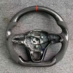 Volant en fibre de carbone et suède pour <span class=keywords><strong>Volkswagen</strong></span> <span class=keywords><strong>Golf</strong></span> <span class=keywords><strong>7</strong></span> <span class=keywords><strong>7</strong></span>.5 GTI GTD <span class=keywords><strong>GTE</strong></span> R 2013-2020 Polo GTI Tiguan Passat DSG - Product Image 3