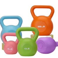 Kettlebell en acier à coque souple en PP, rempli de ciment et de sable de fer, résistant aux chocs, 5-30 LB, couleurs macaron, pour femmes, gym à domicile, yoga, pilates