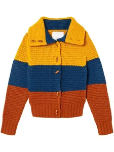 2023 kualitas tinggi sweter kardigan Crop rajut bergaris lengan panjang wanita Sweater mantel rajut lengan panjang kustom untuk wanita