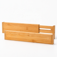 Lot de 6 séparateurs de tiroirs réglables en bambou, organisateurs de tiroirs extensibles pour ustensiles de cuisine, vêtements, salle de bain, bureau