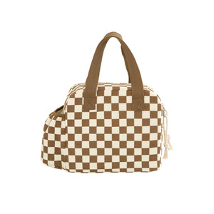 Insulated Lunch Bag Checkered Pattern Large Capacity Portable For Office Outdoor Use - Product Image 3