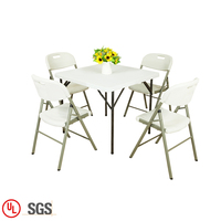 Mobilier de salle à manger de banquet carré 4 places ensemble table à manger et chaises pliantes en plastique