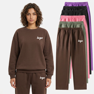 Ensemble de jogging décontracté en molleton polyester/coton imprimé automne-hiver pour hommes et femmes, coupe droite et large, avec impression par transfert thermique sur le devant - Product Image 3