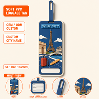 Étiquette de bagage personnalisée illustrée en PVC souple, étiquette de sac à motif de monument, identificateur de valise, carte nominative à insérer pour valise