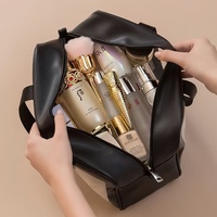 Sac cosmétique en PVC transparent givré imperméable avec logo personnalisé, fermeture éclair, trousse de toilette de voyage, ensemble de trousse de toilette pour femmes, noir, rose, blanc, bleu