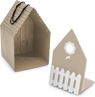 Rumah Burung Plastik untuk Digantung, 20 X 15 Cm, Beige, Kotak Sarang Burung dengan Tempat Bertengger Kecil, Dekorasi Taman, Tempat Makan Burung