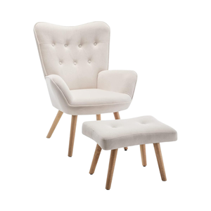 Chaise de loisirs confortable en velours beige avec repose-pieds salon lecture Accent <span class=keywords><strong>fauteuil</strong></span> lounge pour chambre meubles de maison - Product Image 1
