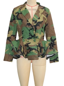 Giacca da Donna Casual Autunno Inverno Stile Motociclista con Stampa, Maniche Lunghe, Bottoni e Volant Irregolari - Product Image 2