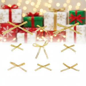 Décoration de Noël, nœud en forme d'oignon, décoration de gâteau, emballage de bouquet, attache pour emballage, emballage de boîte cadeau <span class=keywords><strong>robot</strong></span>, 0,3 cm, 100 pièces - Product Image 1