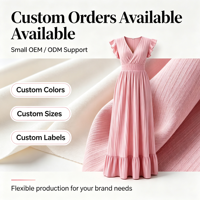 Nouvelle robe longue plissée à taille haute et manches courtes à volants, col en V, couleur unie, style vacances, pour femmes européennes et américaines