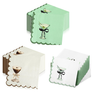 Martini Cocktail Napkins with a Retro Wavy Design, Disposable Paper Napkins for Single Parties - Product Image 1