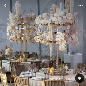 Forniture per matrimoni composizione di supporti per fiori in metallo dorato in ferro per centrotavola per matrimoni decorazione per feste di eventi - Product Image 4