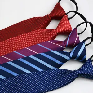 Оптовая продажа, дизайнерский стильный галстук из полиэстера, школьный тканый галстук на молнии для мальчиков