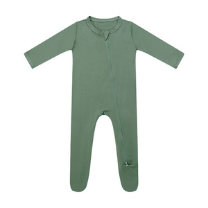 HONGBO OEM/ODM 2024 al por mayor niño habiliment atuendo footie transpirable bambú suave ropa de bebé recién nacido cremallera verano - Product Image 6