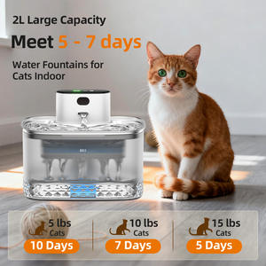 Fontaine à eau intelligente pour animaux de compagnie, 2L, circulation automatique, pour chats et chiens, rectangulaire, transparente, avec filtre en coton bleu - Product Image 4