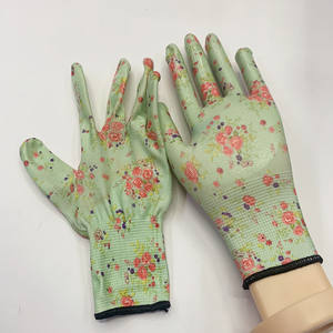 Mujeres <span class=keywords><strong>Pretty</strong></span> Gans Wear Guante de poliéster Nitrilo Plam Recubierto de flores Jardinería Seguridad Guante DE TRABAJO Protector para la construcción - Product Image 2