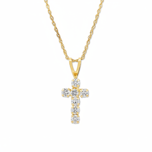 Collana pendente in oro 14k | Macirconia cubica croce 18" - Product Image 1