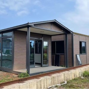 Maison de thé mobile en structure légère en acier, deux chambres, un salon, toit à pignon, panneaux ignifuges, mur-rideau en verre, étanche - Product Image 1