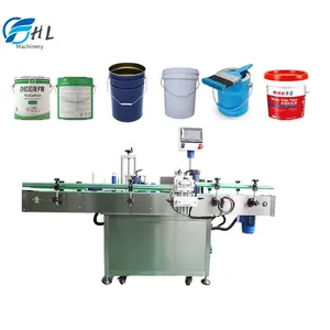 Automatic Motor Oil Plastic Steel Drum Pail Container Cans Bucket Adhesive Sticker Big Bucket Gallon Labeling Machine