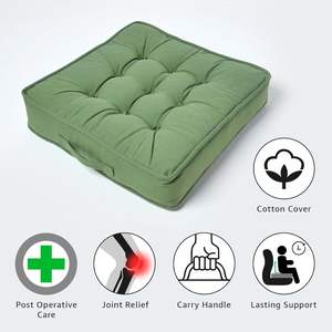 HOMESCAPES Coussin d'appoint de <span class=keywords><strong>fauteuil</strong></span> moderne en bois massif vert foncé Grand coussin de siège carré ferme de 50cm Soutenir 10cm d'épaisseur Soulever doux - Product Image 2