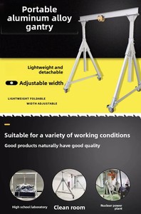 Mini-grue <span class=keywords><strong>portique</strong></span> mobile pliable en aluminium léger 0,5T 1T 2T, grue de levage motorisée portable réglable avec télécommande - Product Image 4