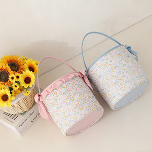 Panier de Pâques <span class=keywords><strong>en</strong></span> <span class=keywords><strong>toile</strong></span> personnalisé à volants imprimés <span class=keywords><strong>en</strong></span> gros, motif floral de lapin de Pâques, paniers de Pâques pour enfants - Product Image 5
