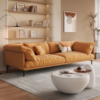 Canapé trois places en cuir véritable de style italien minimaliste en forme de L, avec cuir pleine fleur, design moderne pour salon