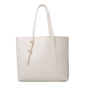 SH0074 Tas Tote Kasual Wanita Kapasitas Besar Laris Manis, Selempang Satu Tali Resleting PU Poliester Ramah Lingkungan Dapat Digunakan Kembali Bordir Huruf - Product Image 1