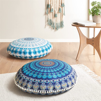 Coussin de sol rond de 32 pouces, grand coussin de méditation, coussin en mousse à mémoire de forme, coussins circulaires, bleu marine
