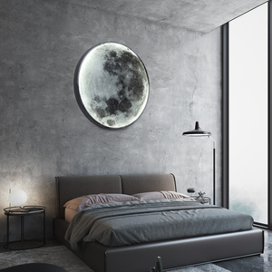 Lampe murale led ronde moderne en forme de lune, luminaire décoratif d'intérieur pour chambre à coucher - Product Image 3