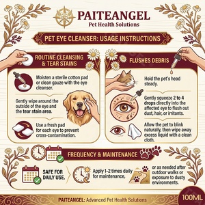 Nettoyant <span class=keywords><strong>pour</strong></span> <span class=keywords><strong>les</strong></span> <span class=keywords><strong>yeux</strong></span> des animaux de compagnie, dissolvant doux des taches lacrymales, soulage <span class=keywords><strong>les</strong></span> démangeaisons, 100 ml, certifié GMP, OEM ODM - Product Image 5