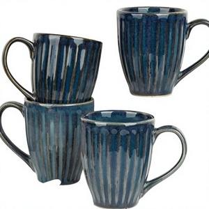 Mug à café en céramique turquoise, couleur unie, design côtelé, style moderne, pour usage domestique, compatible micro-ondes et lave-vaisselle - Product Image 3