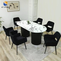Table à manger rectangulaire en marbre brun haut de gamme KT STONE, luxueuse et élégante, pour usage commercial et domestique, vente directe d'usine