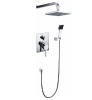 Ensemble de douche encastré à poignée unique, finition bronze huilé avec jet LED à fonction pause, finition dorée pour salle de bain d'appartement