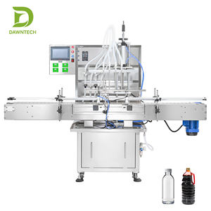 Máquina automática de llenado con bomba magnética de 4 cabezales con cinta transportadora y control PLC para agua, jugo, refresco, cerveza, leche, aceite, miel, vino y pegamento. - Product Image 1