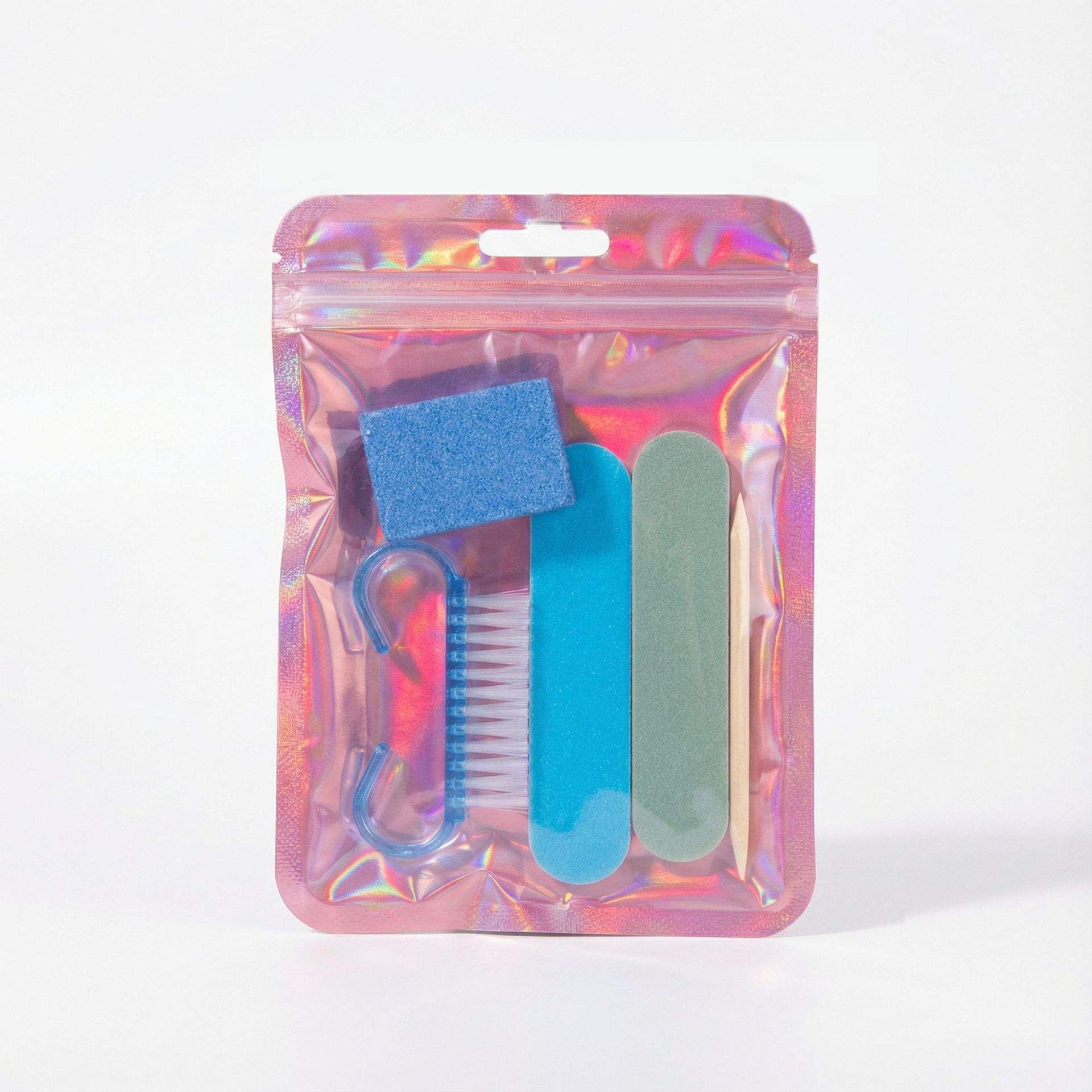 Set - Blue Transparent Brush Short Wooden Stick - 1pc