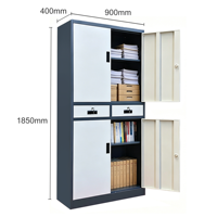 Armoire de classement en acier robuste et verrouillable, moderne, avec 4 portes et 2 tiroirs centraux, grande capacité, pour la maison, le bureau, l'école