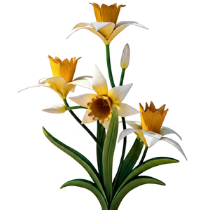 Candélabre en forme de narcisse avec trois bougies blanches pour la décoration de la maison - Product Image 3