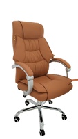 Chaise de bureau moderne en cuir PU à dossier haut, pivotante, avec accoudoirs fixes, réglable en hauteur/inclinable, pour visiteurs et réceptions