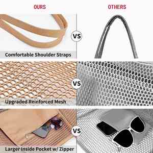 Sac à bandoulière en maille tendance pour femme, sac de rangement pour vêtements de natation, sac de plage pliable en maille pour l'été - Product Image 5