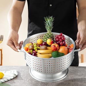 Jade Bird Aluminum Drain Basket Round With Handle 20cm Versatile Kitchen <b>Sieve</b> - Product Image 2