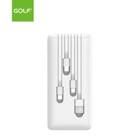 Vente en gros d'usine de batterie externe Offre Spéciale téléphone portable chargeur de batterie électronique grand public câble intégré 10000mah batterie externe