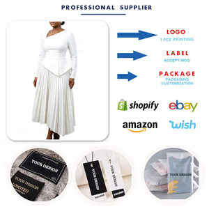Vestidos de Primavera Modernos D617 para Mujer, Casuales, Elegantes, de Cintura Alta, con Cuello Inclinado, Manga Larga, Plisados, Vestido de Oficina para Mujer - Product Image 3
