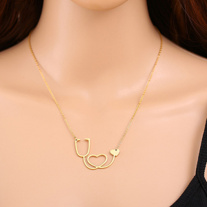 Ожерелье с кулоном в виде сердца из нержавеющей стали, 3 цвета, 18 К - Product Image 4