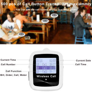 10 boutons d'appel de table + 1 récepteur de téléavertisseur pour serveur - Système d'appel sans fil |   Restaurant/Café/Spa - Product Image 3