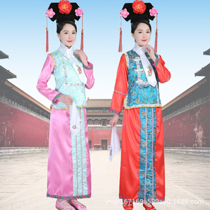 Vestido Hanfu de la dinastía Qing china, disfraz de princesa con perlas, ropa con bandera mandarina, vestido de danza folclórica con estampado exquisito de flores - Product Image 3