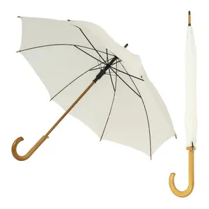 Atacado 23 polegadas Esculpido gancho J Forma Madeira Lidar Com Guarda-chuva Promoção Reta regenschirm com Logotipo